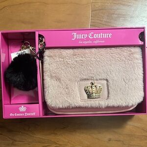 Juicy Couture Blush Faux Fur Bag with Crown Detail